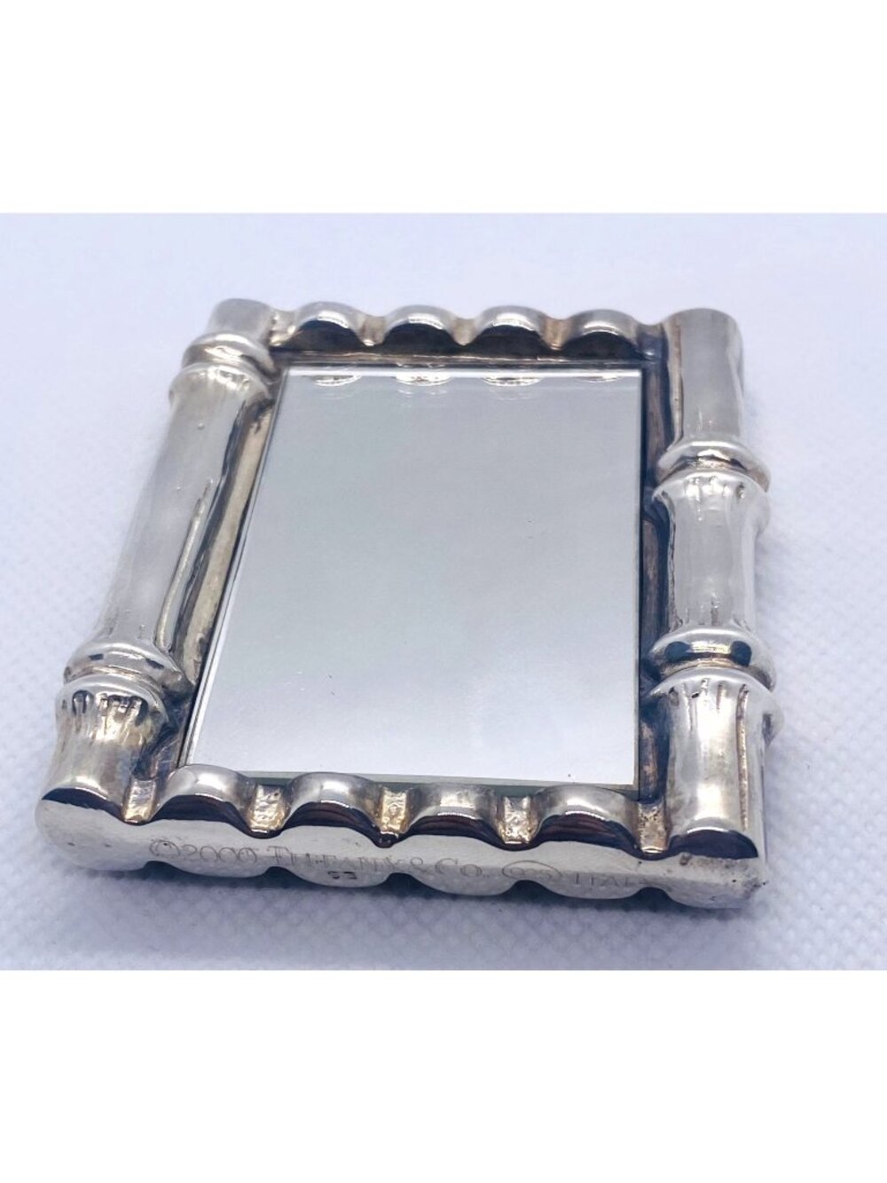 Tiffany & Co Sterling Silver 925 Compact Bamboo Hand Purse Mirror